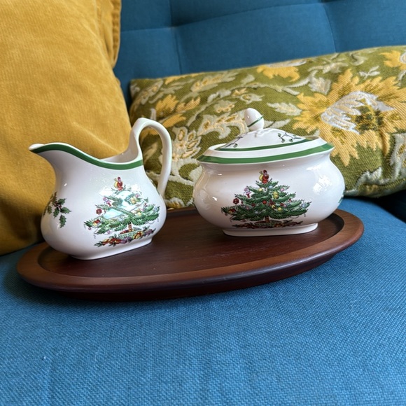 Spode Christmas Tree 3 piece sugar and creamer set - Picture 3 of 10